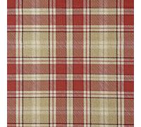 Highland Tartan Checked Cotton Rich Linen Fabric for Curtain Blinds Craft Bags Sewing Quilting Patchwork & Upholstery | 55" - 140 cm Wide (Per Half Metre, Red)