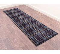Highland Tartan Rug for Living Room Bedroom Check Quality Rug Blue Hallway Runner 67x230 cm (2'2"x7'7")