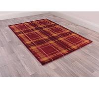 Highland Tartan Rug for Living Room Bedroom Check Quality Rug Red Small 80x150 cm (2'6"x5')