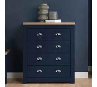 highland wooden chest of 4 drawers in navy blue and oak