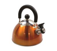 Highlander Deluxe Whistling Kettle - Stainless Steel, 2L Capacity - Great for Camping - Available in Orange and Black