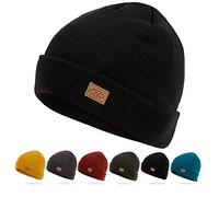 Highlander Adults Unisex Thinsulate Ski Hat - Fashionable Classic Double Layer Wool Knit - Warm, Soft, and Cosy Knitted Comfortable Breathable Winter Beanie Black