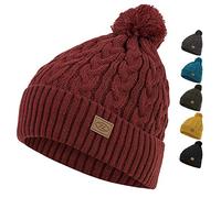Highlander Beira Lined Bobble Hat: Dark Red Colour: Dark Red