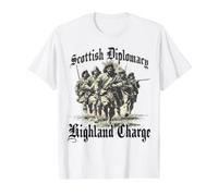 Highlander Clan Warrior Outfit | Scotland History Value Graphic T-Shirt, Men, White, L