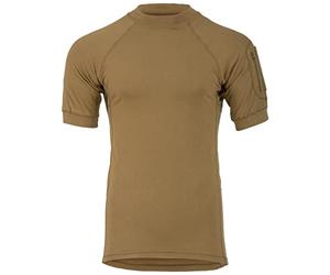 Highlander Combat Tactical T-Shirt Stretch Cotton Pockets on Sleeve Coyote Tan (Small)