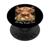 Highlander Cow design, Let My People Fart, Farm Animal Lover PopSockets Adhesive PopGrip