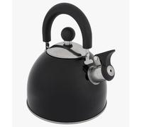 Highlander Deluxe Whistling Camping Kettle Black 2L Litre Stainless Steel Body