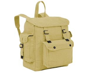 HIGHLANDER LARGE POCKETED WEB BACKPACK VINTAGE COTTON PACK CANVAS RUCKSACK BEIGE