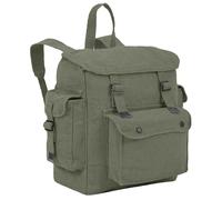 Highlander Large Pockets Webbing Backpack Washed Canvas Rucksack Olive BP007-OG