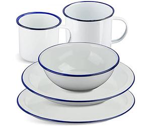 Highlander Outdoor Products Vintage Style Camping White Enamel Camping Festival Traditonal Lightwight Cup Bowl Plate (Bowl)