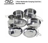 Highlander Outdoor Camping Cookware Peak CP215 - 7 pcs Stainless Steel Weekender Kit