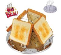 Highlander Products 4 Slice Folding Camping Toaster Stainless Steel