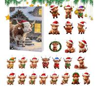 Highlandko Christmas Advent Countdown Calendar 2025-24 Two Dimensional Acrylic Days Countdown - Cute Scottish Highland Shoe Decorations | For