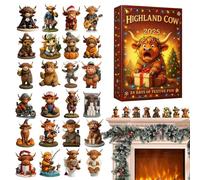 Highlands Cows Advents Calendars 2025, With 24 Different 3D Miniature Highlands Cows Decorations, 24 Day Christmas countdowns Calendars, Cute Holiday Decoration