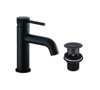 Highlife Bathrooms DUNDAS BLACK MONO BASIN MIXER & PUSH WASTE High DUNDAS Industrial Style Tap Range Matt Finish