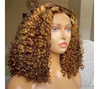 Highlight 4/27 Honey Blonde Deep Wave Bob Wigs Human Hair Ombre Colored Lace Frontal Wigs