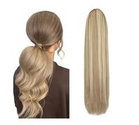 Highlight Blonde Long Ponytail 120G Clip In Hair Extensions Drawstring Straight Real Human for Daily Use(20inch)