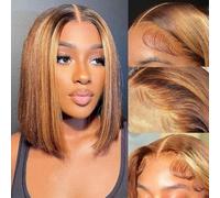 Highlight Bob Wig Human Hair Glueless 4/27 Highlight Bob Lace Front Wig Human Hair Pre Plucked Bob 13X4 HD Lace Front Wig with Baby Hair Wigs