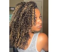 Highlight Brown Ombre Kinky Curly Half Wig Human Hair 2/30 Color 18 Inch 3 in 1 Seamless Flip Over Half Wigs for Black Women Glueless Wear and Go Elastic Drawstring 180% Density (26 Inch)