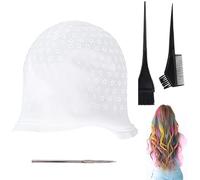 Highlight Cap and Hook Kit,Punched White Hair Highlighting Cap,Silicone Hair Dye Cap with Hair Coloring Brushes and Needle,It is an Ideal Highlighting Tool for the Salon or Home