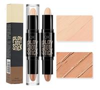 Highlight Contour Stick - 2 in 1 Makeup Shading Stick/Concealer Stick/Concealer Shadow Pen/Contour Concealer Highlighter Stick/Double Head Body Face Brightens & Shades Make Up (Natural+Dark Brown)