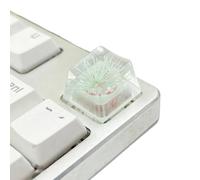Highlight high transparency resin key cap on mechanical keyboard, pine needles flower key cap highlighting flower key cap