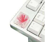 Highlight high transparency resin key cap on mechanical keyboard, pine needles flower key cap highlighting flower key cap