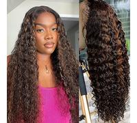 Highlight Ombre Lace Front Wig Human Hair 1B/30 Black Brown 13 x 4 HD Lace Frontal Wigs Pre Plucked With Baby Hair Deep Wave Ombre Honey Blonde Human Hair Wigs for Black Women 180% Density 32 Inches