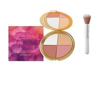 Highlighter Eye and Cheek Palette, 4-in-1 Highlighter and Cheek Blush, Long-Lasting Glow, Portable Design, Silky Smooth and Easy-Blending, Natural-Luminous Contouring Powder