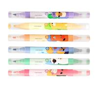 Highlighter Pens - 6 Colors Double Head Animal Pattern Marker Pen | Kids Markers for Coloring,for Students Artist Adult Journaling Drawing Study Notes School Office Handicrafts Planner
