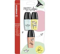 Highlighter - STABILO BOSS MINI Pastellove - Pack of 3 - turquoise, yellow, peach