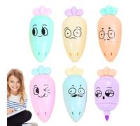 Highlighters Assorted Colors | 6X Highlighter Marker Set - Quick-Dry Chisel Tip Carrot Shape Bright Markers School Supplies for Adults Kids Studying Coloring College Student Note-Taking Teacher