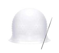 Highlighting Cap 1set Silicone Highlighting Cap With Hook Needle Reusable Hair Dye Set Barber Professional Coloring Salon Tools(White)
