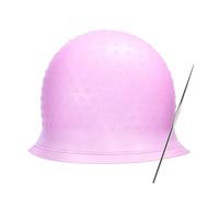 Highlighting Cap 1set Silicone Highlighting Cap With Hook Needle Reusable Hair Dye Set Barber Professional Coloring Salon Tools(Pink)