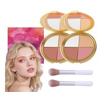 Highlighting Eye & Cheek Palette, 4-in-1 Makeup Palette for Eyeshadow, Blush & Contour, Versatile Glow Makeup Kit for All Skin Types (2 Pcs)