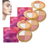 Highlighting Eye & Cheek Palette, 4-In-1 Metallic Shimmer Eyeshadow and Highlighter, Makeup Palettes Line, Blending Easily, Long-Lasting Makeup, Leaves Face for Glowing Makeup (3pcs)
