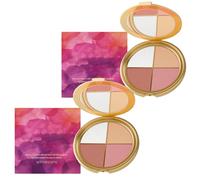Highlighting Eye & Cheek Palette, 4-In-1 Metallic Shimmer Eyeshadow and Highlighter, Makeup Palettes Line, Blending Easily, Long-Lasting Makeup, Leaves Face for Glowing Makeup (2pcs)