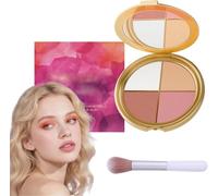Highlighting Eye & Cheek Palette,Metallic Shimmer Eye & Cheek Palette,Eyeshadow And Highlighter Makeup,4-In-1 Highlight Shades Makeup for Blush,Makeup Palettes,Face Highlighter Palettes