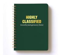 Highly Classified(Mostly just grocery lists) Spiral Notebook, A5 160 Blank Pages Softcover with Dividers Wire Bound Notebook Journal,Notepad,Diary Book,- Funny Gag Gift for Coworker Boss Employee