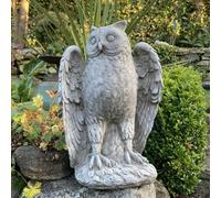 Highly detailed Stone Owl garden ornament Stoneware statue