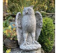 Highly Detailed Stone Owl Garden Ornament Stoneware Statue