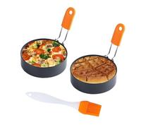 Highly Rated Egg Rings 3.5 Inch 2 Packs, Fried Egg Ring Mould for Non Stick Frying Egg Circle Egg Mcmuffin Maker with Oil Brush