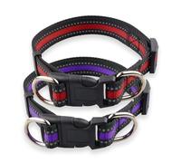 Highly Reflective Dog Collar, Adjustable Size Nylon Traction Collar, Classic Color Matching for Boy, Girl Dogs, Small Dogs, Medium Dogs, Large Dogs, Pack of 2 (Red and Violet,M)