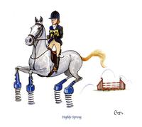 Highly Sprung Horse Greeting Card for People who Like Showjumping