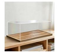 Highly Transparent Storage Box with Wooden Base, Acrylic Display Case for Collectibles, Self-assembling Detachable Showcase(20cm/8in,40x50cm/16x20in)