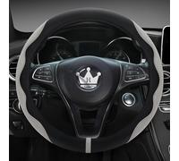 HighnessHwoo Luxury Alcantara Steering Wheel Cover for Cars, Soft Leather Padded Wheels Cover for Sedan, Suv, Auto Interior Accessories, Thin Car Handle Cover, Universal Fit, Anti Slip, 37-38cm, Grey