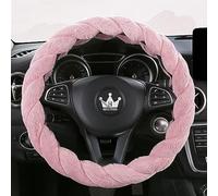 HighnessHwoo Luxury Fluffy Winter Car Steering Wheel Cover for Women Soft Warm Plush Cute Auto Accessories for Vehicle, Sedan, Universal, Fuzzy, Anti Slip, Pink, Standard Size(37-38cm)