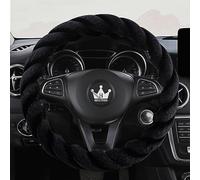 HighnessHwoo Luxury Fluffy Winter Car Steering Wheel Cover for Women Soft Warm Plush Cute Auto Accessories for Vehicle, Sedan, Universal, Fuzzy, Anti Slip, Black, Standard Size(37-38cm)