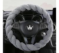HighnessHwoo Luxury Fluffy Winter Car Steering Wheel Cover for Women Soft Warm Plush Cute Auto Accessories for Vehicle, Sedan, Universal, Fuzzy, Anti Slip, Grey, Standard Size(37-38cm)