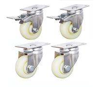 HighPerformance 100mm Castor Wheels 440kg Capacity Swivel Plate Silent Nylon Industrial Transport Rollers with Brake for Factory Furniture & Trolley Tables